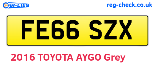 FE66SZX are the vehicle registration plates.