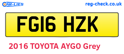 FG16HZK are the vehicle registration plates.