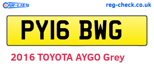 PY16BWG are the vehicle registration plates.