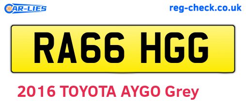 RA66HGG are the vehicle registration plates.