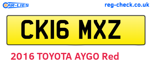 CK16MXZ are the vehicle registration plates.