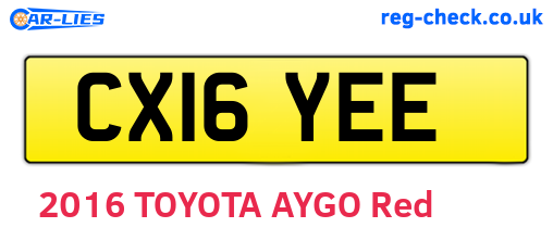 CX16YEE are the vehicle registration plates.
