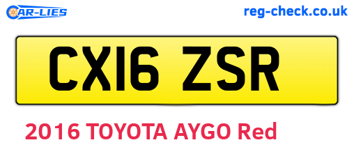 CX16ZSR are the vehicle registration plates.