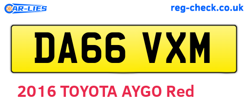 DA66VXM are the vehicle registration plates.