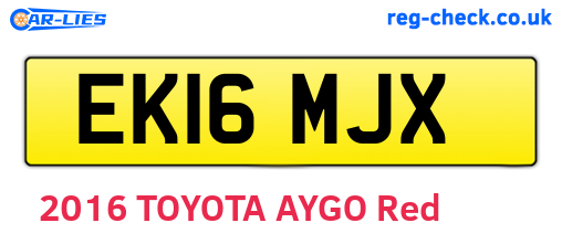 EK16MJX are the vehicle registration plates.
