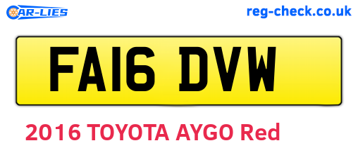 FA16DVW are the vehicle registration plates.