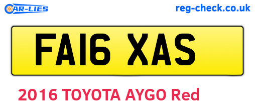 FA16XAS are the vehicle registration plates.