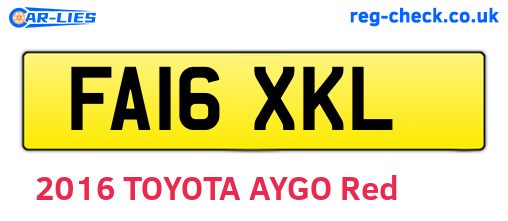 FA16XKL are the vehicle registration plates.