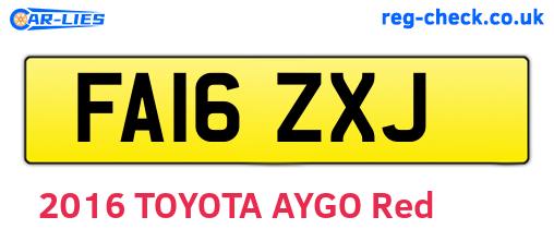 FA16ZXJ are the vehicle registration plates.