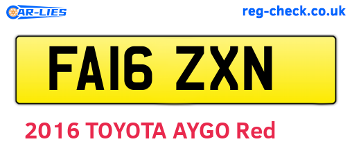FA16ZXN are the vehicle registration plates.