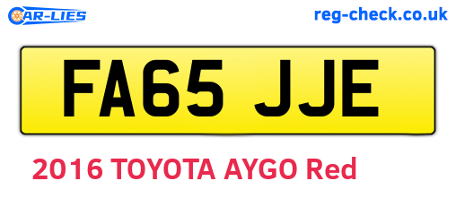 FA65JJE are the vehicle registration plates.