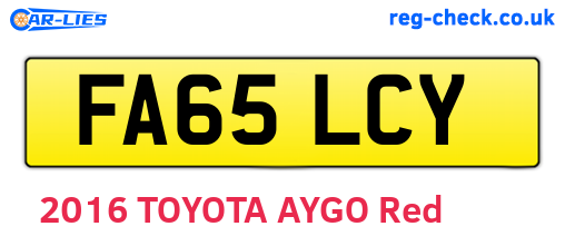 FA65LCY are the vehicle registration plates.