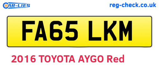 FA65LKM are the vehicle registration plates.