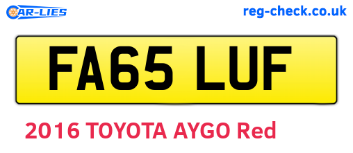 FA65LUF are the vehicle registration plates.