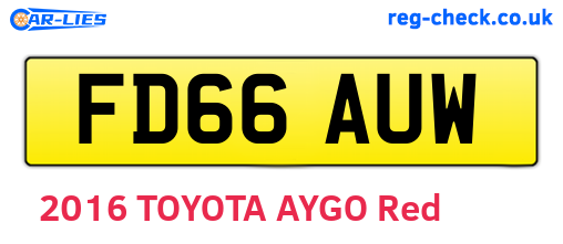 FD66AUW are the vehicle registration plates.
