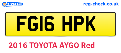 FG16HPK are the vehicle registration plates.
