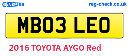 MB03LEO are the vehicle registration plates.