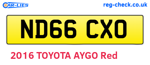 ND66CXO are the vehicle registration plates.
