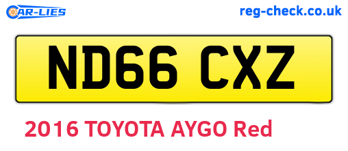 ND66CXZ are the vehicle registration plates.