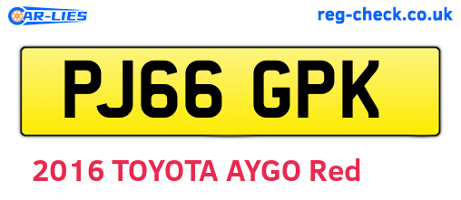 PJ66GPK are the vehicle registration plates.