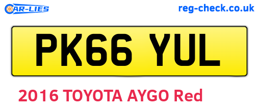 PK66YUL are the vehicle registration plates.