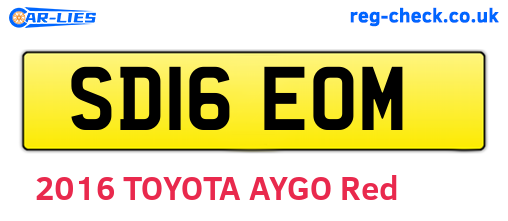 SD16EOM are the vehicle registration plates.