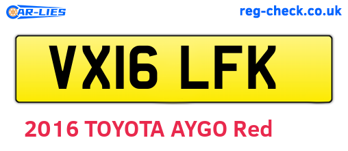 VX16LFK are the vehicle registration plates.