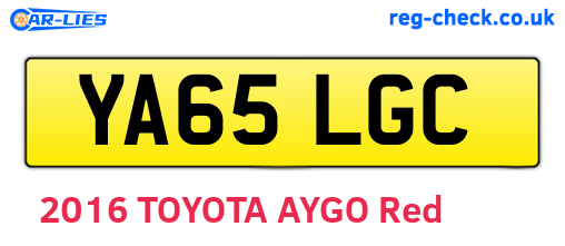 YA65LGC are the vehicle registration plates.
