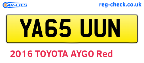 YA65UUN are the vehicle registration plates.