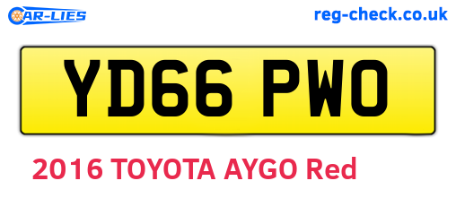 YD66PWO are the vehicle registration plates.