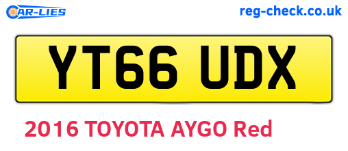 YT66UDX are the vehicle registration plates.