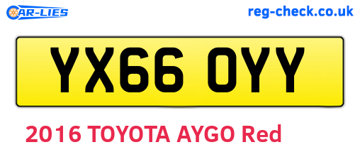 YX66OYY are the vehicle registration plates.