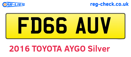 FD66AUV are the vehicle registration plates.
