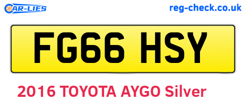 FG66HSY are the vehicle registration plates.