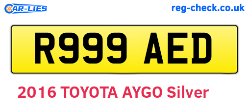 R999AED are the vehicle registration plates.