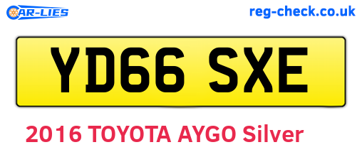 YD66SXE are the vehicle registration plates.