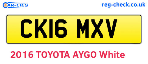 CK16MXV are the vehicle registration plates.