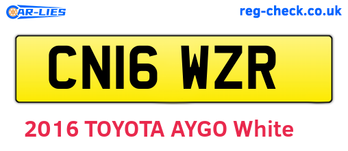 CN16WZR are the vehicle registration plates.