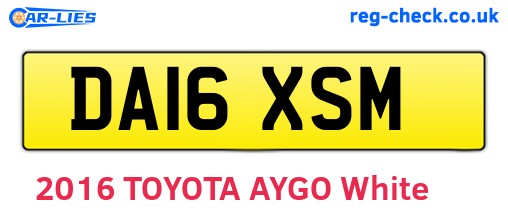 DA16XSM are the vehicle registration plates.