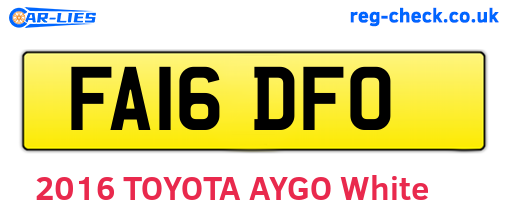 FA16DFO are the vehicle registration plates.