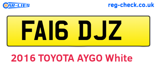 FA16DJZ are the vehicle registration plates.