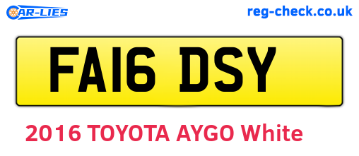 FA16DSY are the vehicle registration plates.