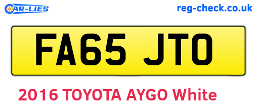 FA65JTO are the vehicle registration plates.
