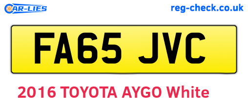 FA65JVC are the vehicle registration plates.