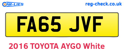 FA65JVF are the vehicle registration plates.