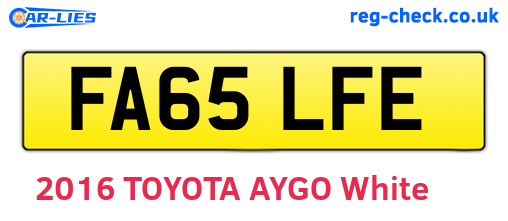 FA65LFE are the vehicle registration plates.