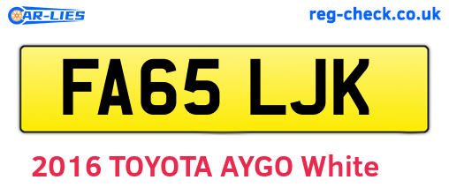 FA65LJK are the vehicle registration plates.