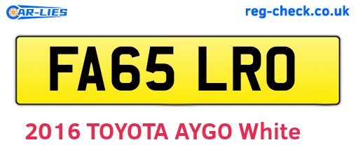 FA65LRO are the vehicle registration plates.
