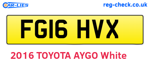 FG16HVX are the vehicle registration plates.