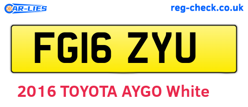 FG16ZYU are the vehicle registration plates.